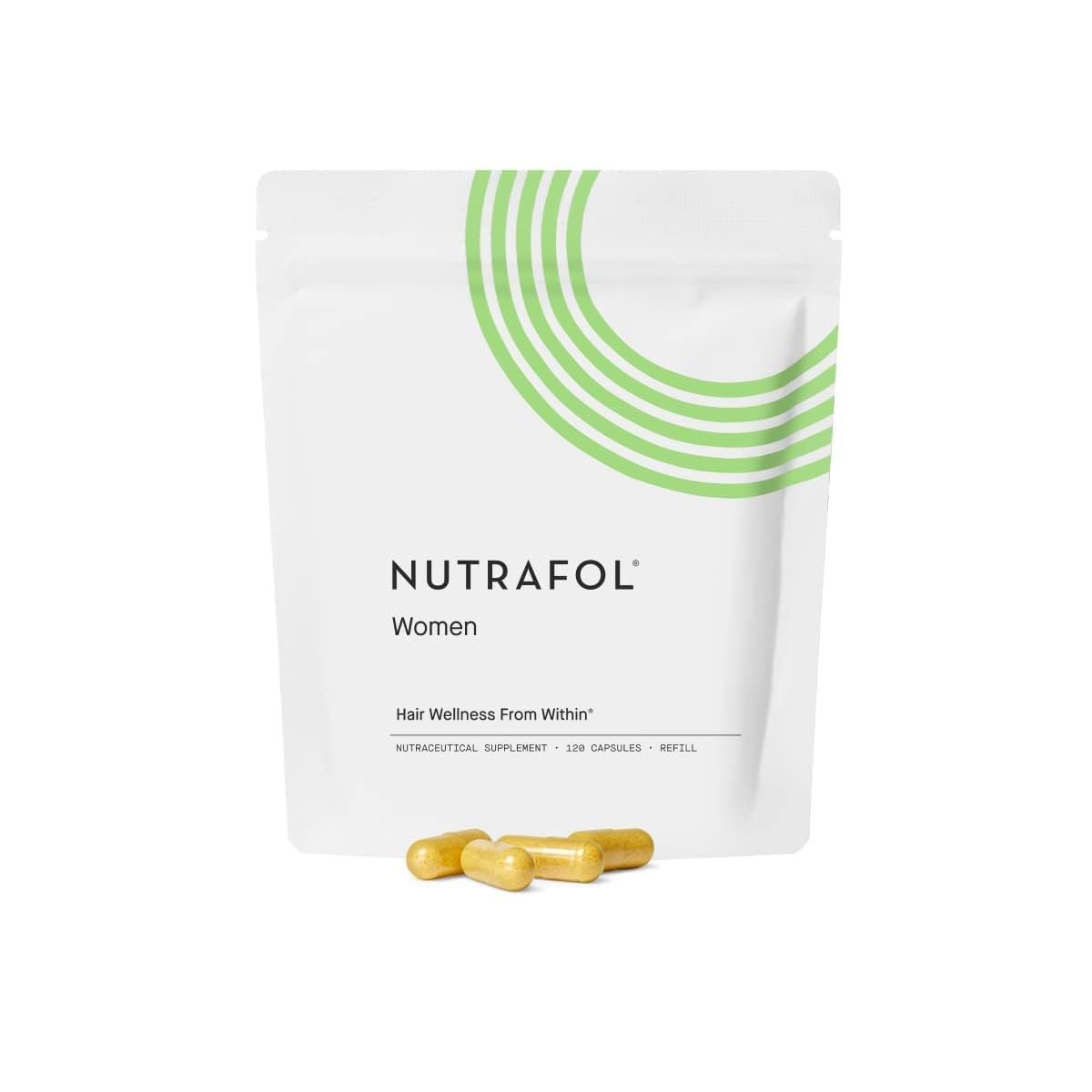 Nutrafol Womens Hair Growth Supplements, For Women Ages 18-44, Clinically Proven Hair Supplement for Visibly Thicker and Stronger Hair, Dermatologist Recommended - 1 Month Supply, 1 Refill Pouch