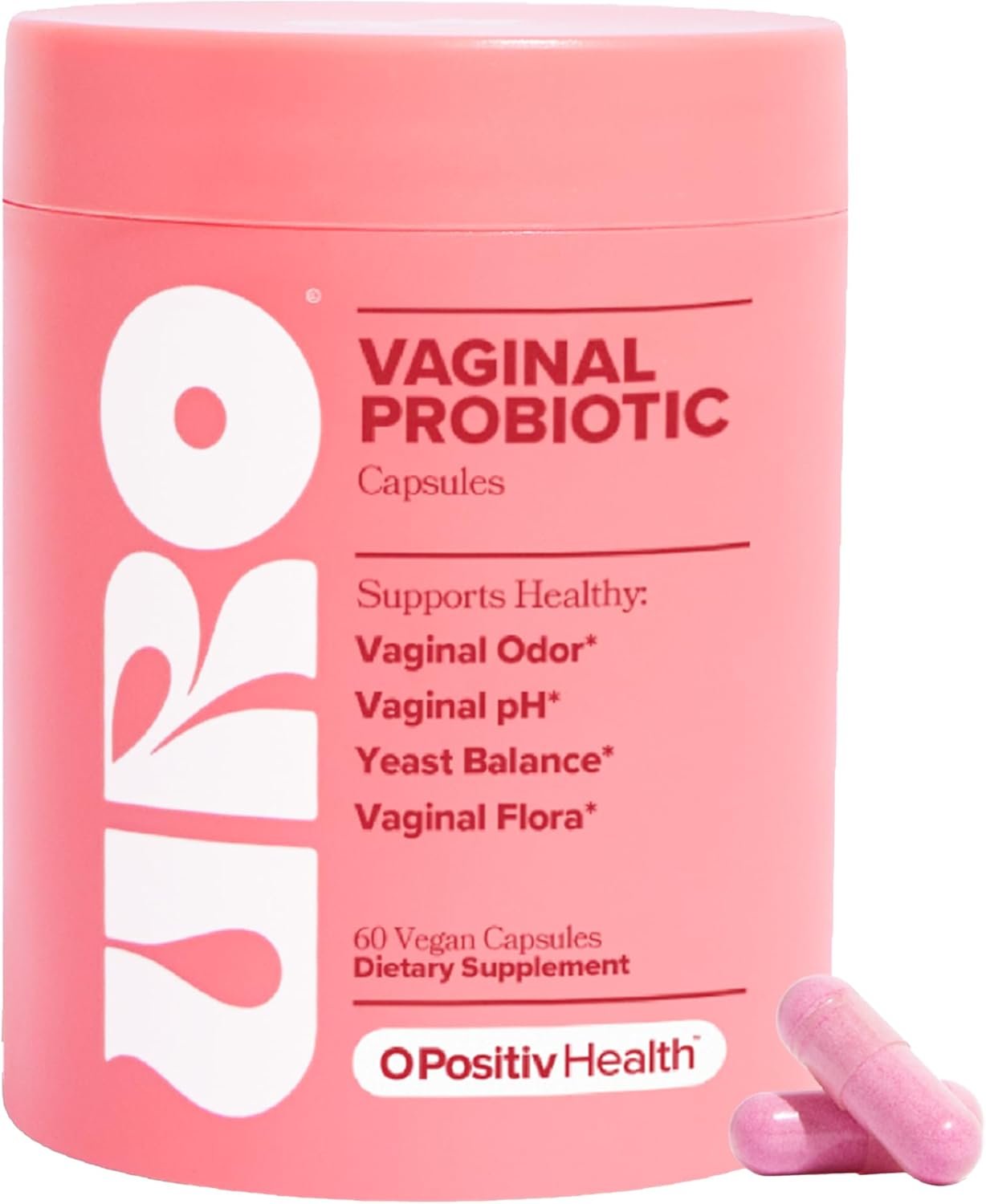 O Positiv URO Vaginal Probiotics for Women pH Balance with Prebiotics Lactobacillus Probiotic Blend - Vaginal Health Supplement - Promote Healthy Vaginal Odor Vaginal Flora, 60 Count (Pack of 1)
