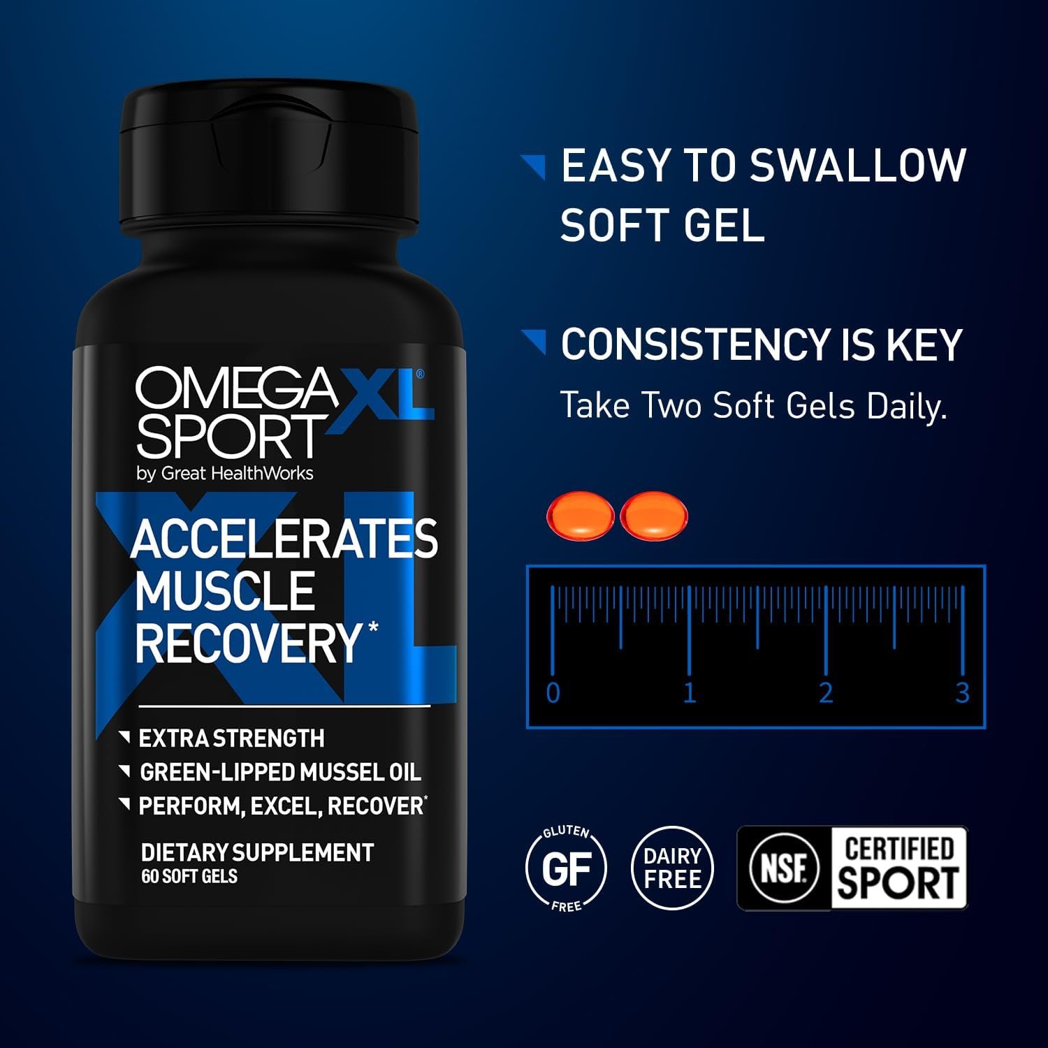 OmegaXL Joint Support Supplement, for Relief - Natural Muscle Support, Green Lipped Mussel Oil, Soft Gel Pills, Drug-Free, 60 Count