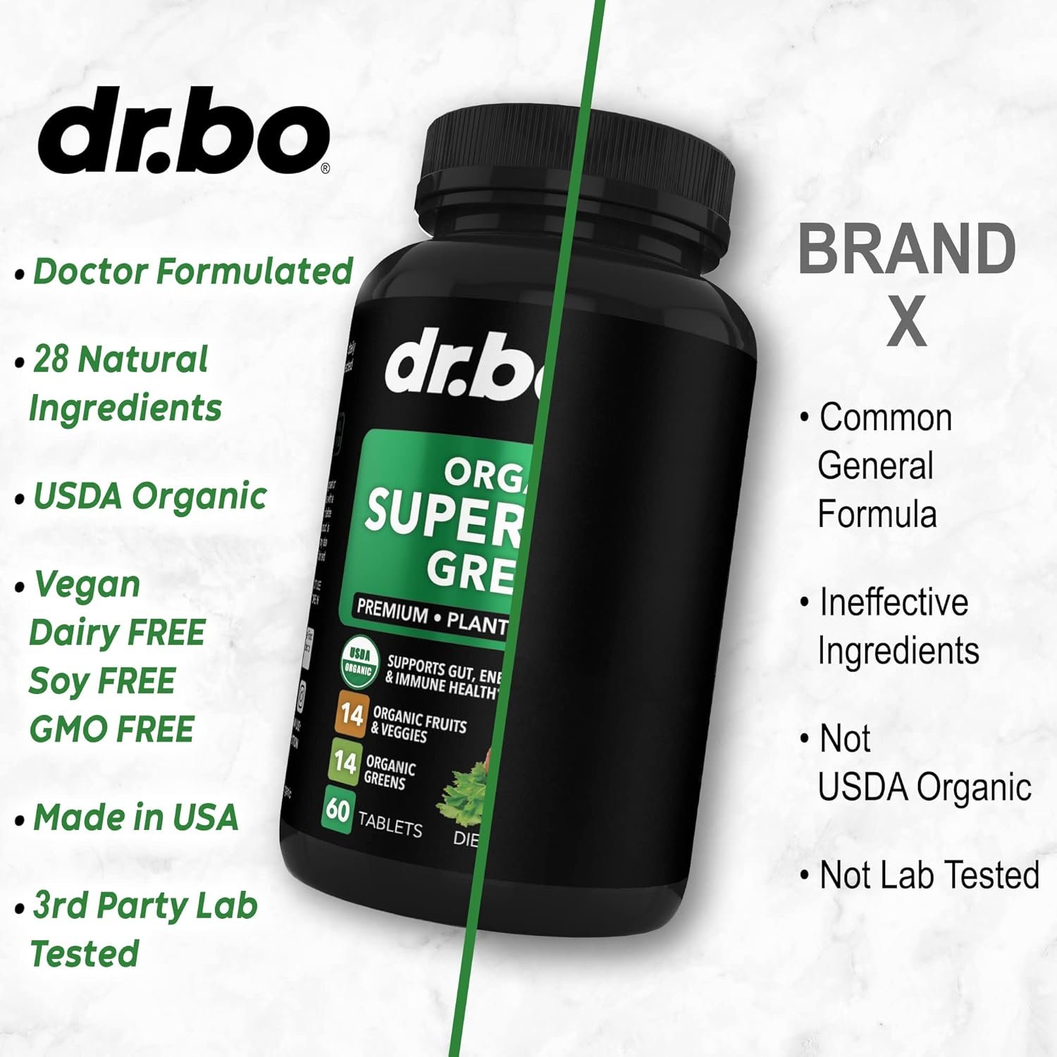 Organic Superfood Greens Fruit Supplements - Energy Super Food Fruits and Veggies Supplement Tablets - Daily Green Veggie Powder Blend Plus Vegetable Foods Alfalfa, Spinach, Cabbage Spirulina Tabs