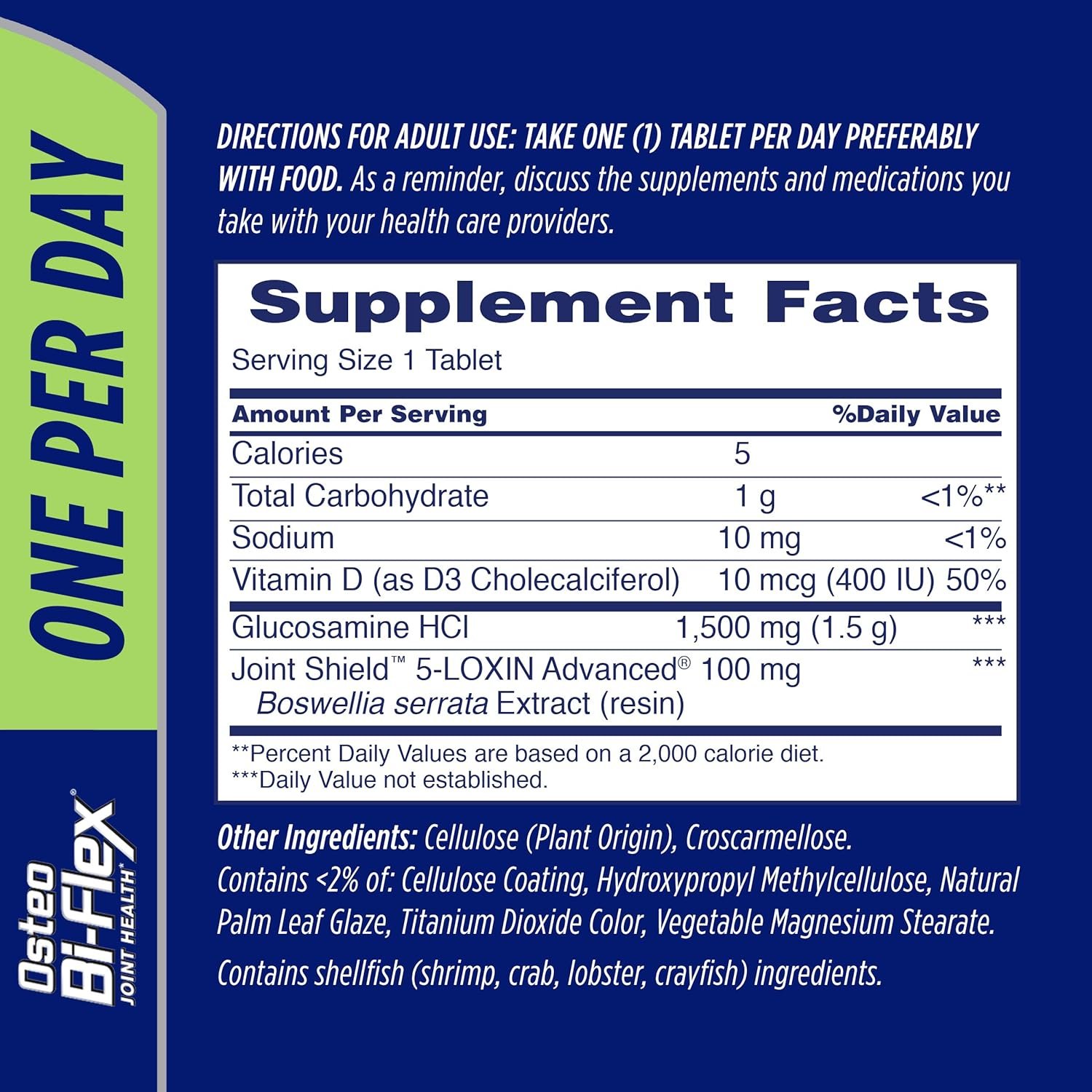 Osteo Bi-Flex One Per Day, Glucosamine Joint Health Supplement with Vitamin D, Coated Tablets, 60 Count