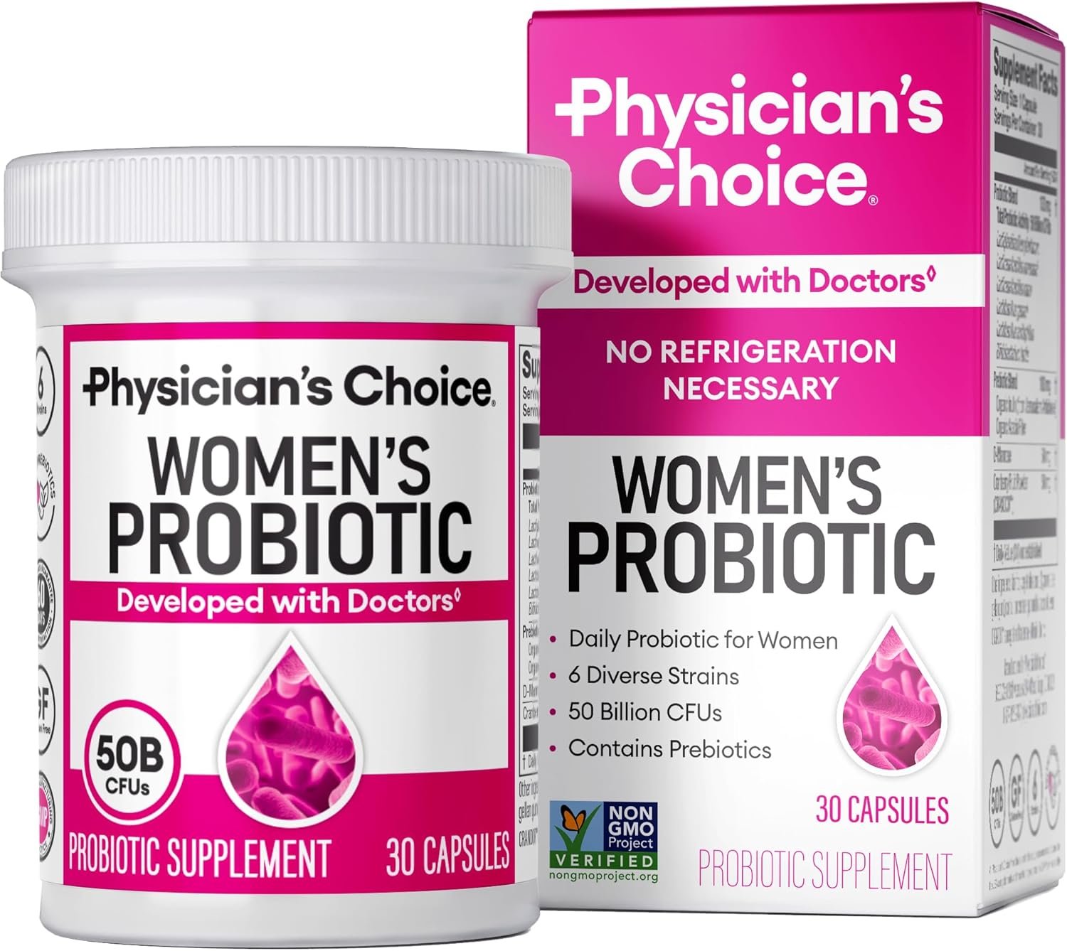 Physicians CHOICE Probiotics for Women - PH Balance, Digestive, UT, Feminine Health - 50 Billion CFU - 6 Unique Strains for Her - Organic Prebiotics, Cranberry Extract+ - Women Probiotic - 30 CT