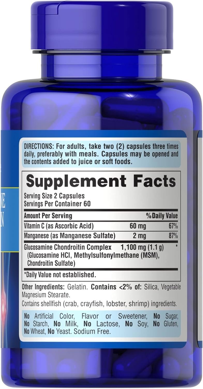 Puritans Pride Glucosamine Chondroitin Complex for Women and Men, Dietary Supplement for Joint Health, 120 Rapid Release Capsules