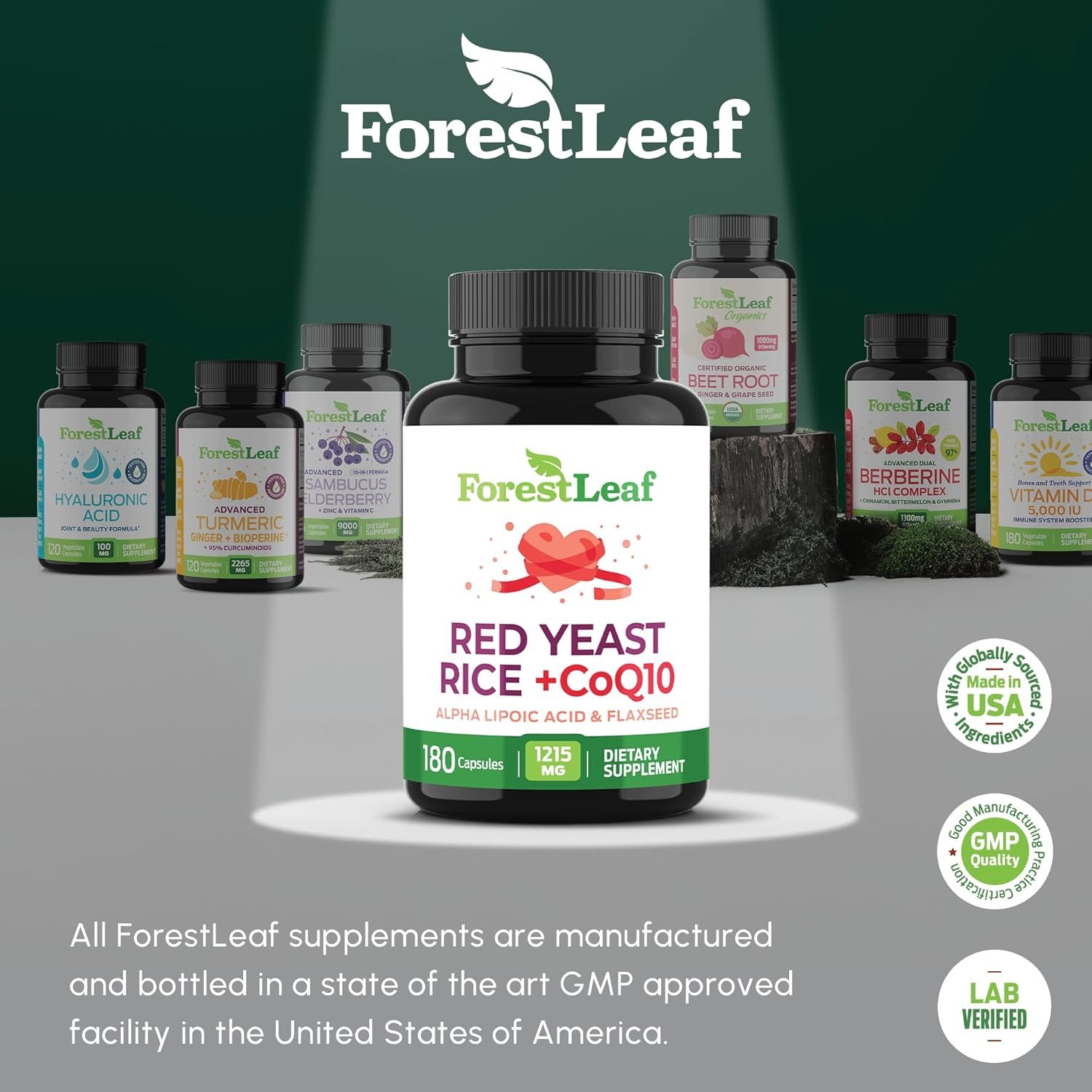 Red Yeast Rice 1200 mg. Capsules - Extra Strength Red Rice Yeast with CoQ10 Supplement, Plus Alpha Lipoic Acid Organic Flaxseed, Citrinin Free, Supports Cardiovascular Health, Non-GMO 90 Veggie Caps