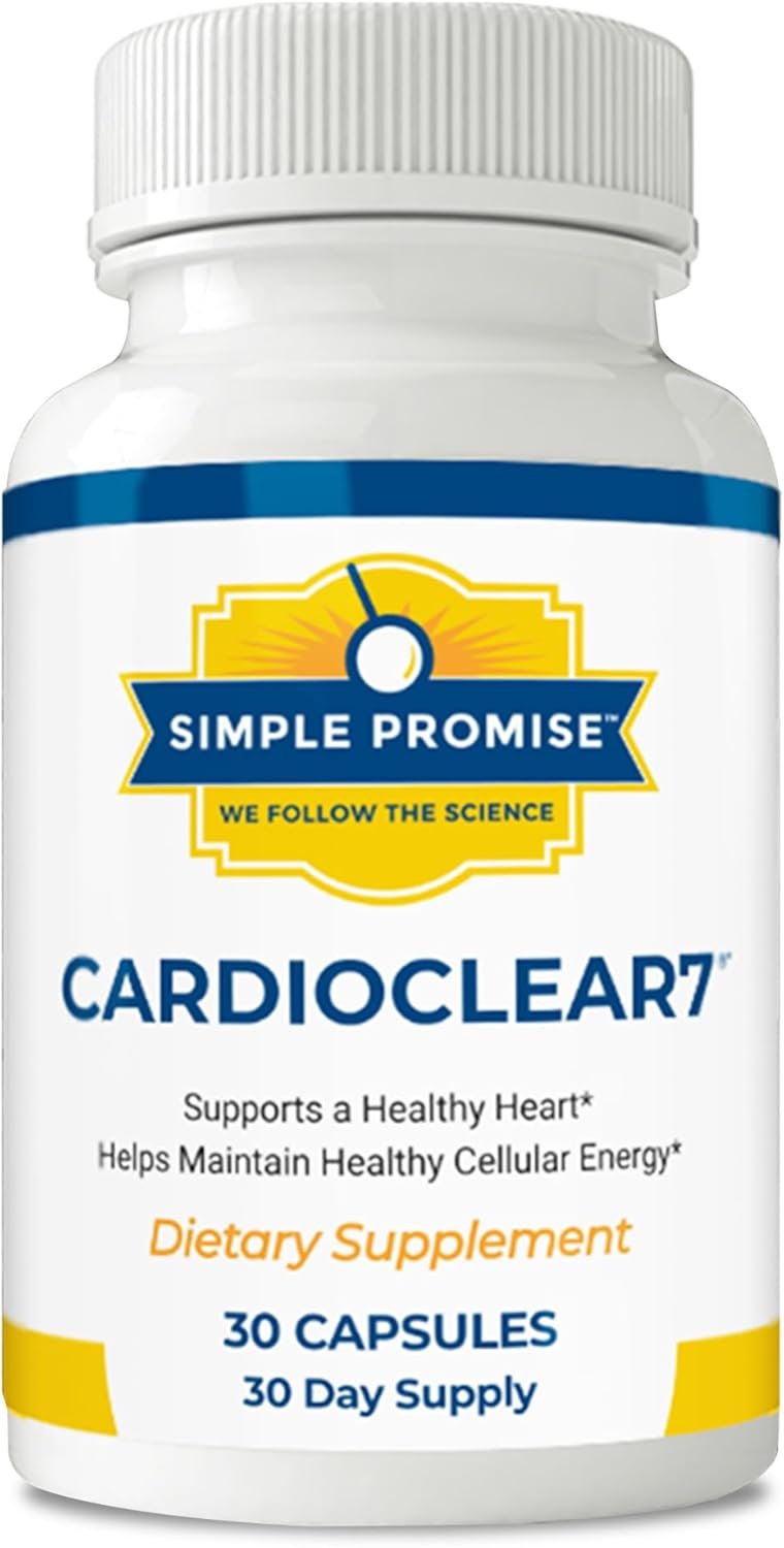 Simple Promise Cardio Clear 7 - Heart Health Supplements with PQQ and Coenzyme Q10 - CoQ10 Supplement to Maintain Cellular Energy and Circulation, with Shilajit for Better Absorption - 30 Capsules