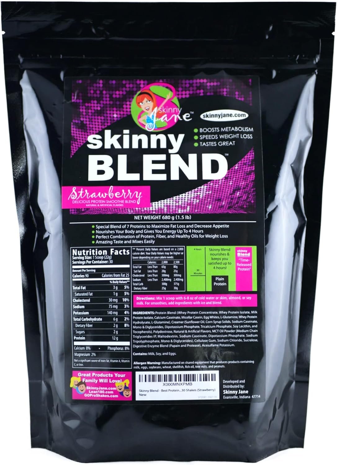 Skinny Blend - Best Tasting Protein Shake for Women - Slim Fast Weight Loss Shakes - Meal Replacement - Low Carb Breakfast - Diet Supplement - Appetite Suppressant - 30 Delicious Shakes - Strawberry