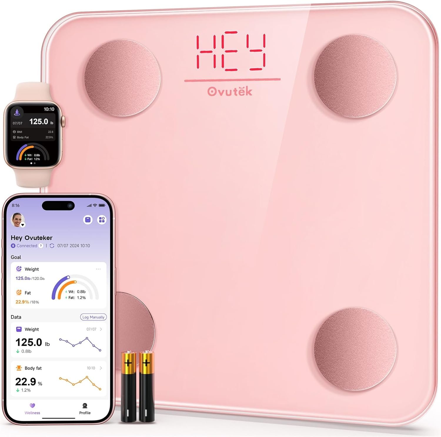 Smart Scale for Body Weight, Digital Bathroom Scale BMI Weighing Body Fat Scale, Accurate Body Composition Scale Monitor for Peoples Health with Smartphone App, Compact Size, 400lb