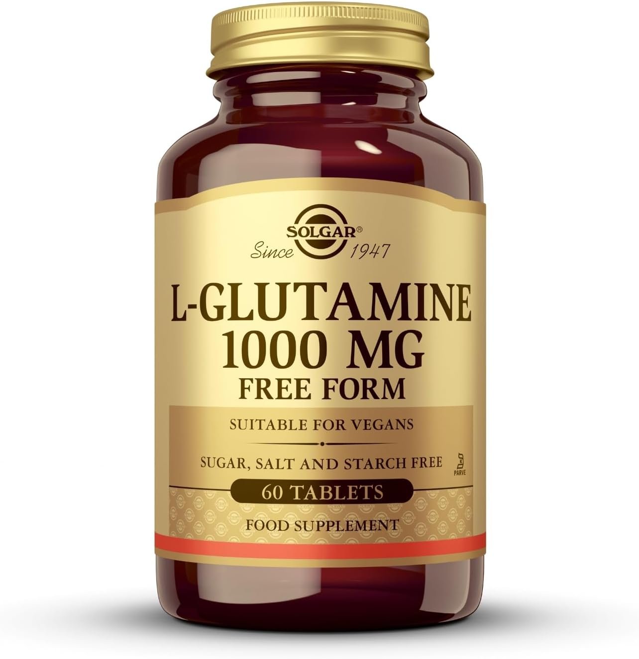 Solgar L-Glutamine 1000 mg, 60 Tablets - Natural Muscle Food - Promotes Gastrointestinal (GI) Health - Supports Brain Health - Non-GMO, Vegan, Gluten Free, Dairy Free, Kosher - 30 Servings