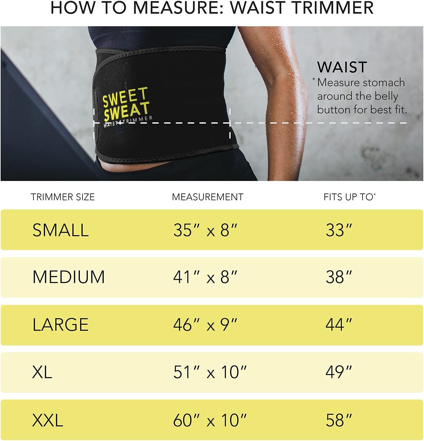 Sports Research® Sweet Sweat Waist Trimmer - Premium Sweat Enhancing Fitness Belt for Women Men - 5 Adjustable Sizes