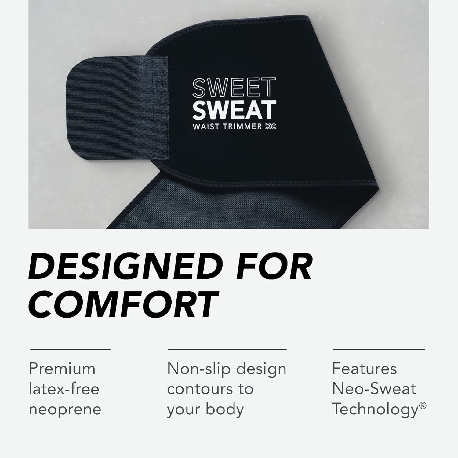 Sports Research® Sweet Sweat Waist Trimmer - Premium Sweat Enhancing Fitness Belt for Women Men - 5 Adjustable Sizes