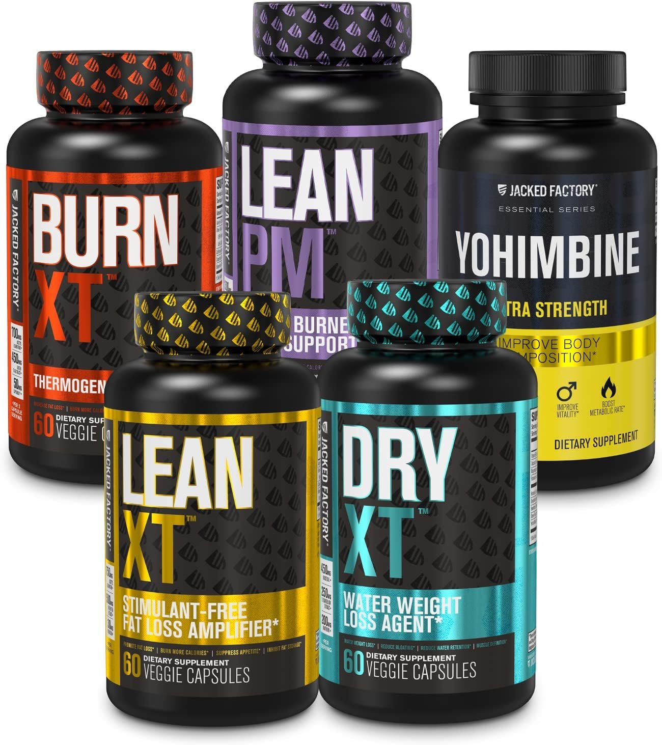 Thermogenic Fat Burner Weight Loss Supplements: Burn-XT Thermogenic Fat Burner, Lean PM Nighttime Fat Burner Sleep Aid, Lean-XT Caffeine Free Fat Burner, Yohimbine Capsules, Dry XT Diuretic