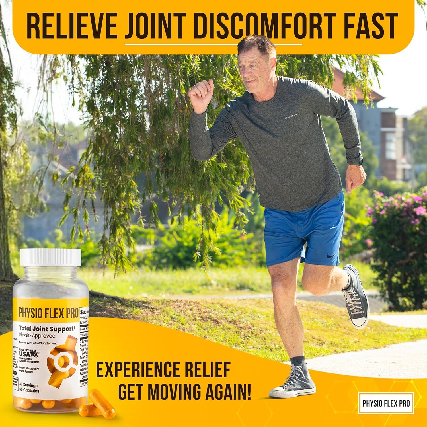 Total Joint Support Supplement - Joint Supplements for Men | Glucosamine, Chondroitin, Selenium Bromelain | 60 Capsules, Joint Supplement Made in USA