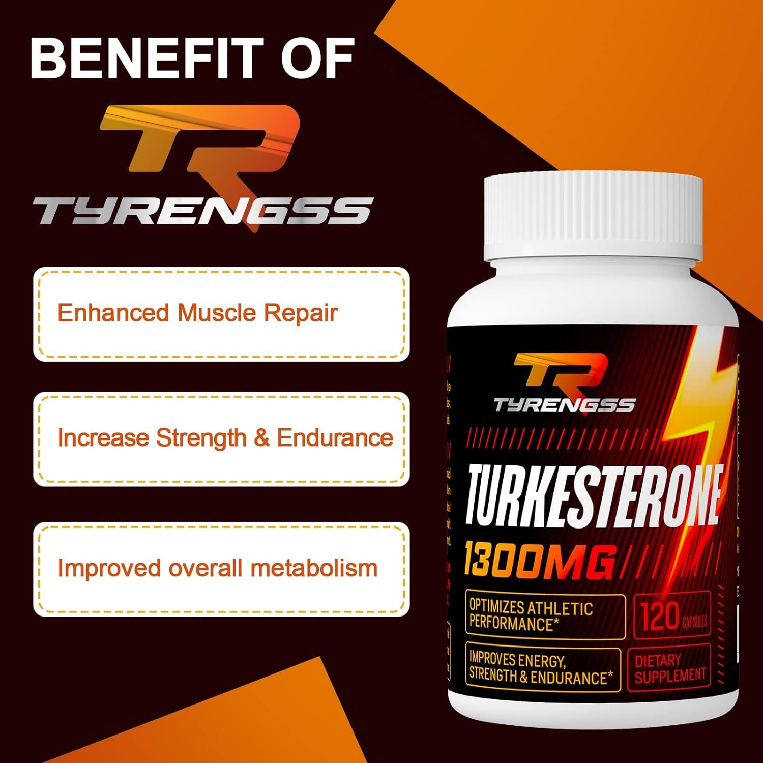 Turkesterone Supplement 1300mg Ultra High Strength (Ajuga Turkestanica Extract Std. to 20% Turkesterone), for Athletic Performance Muscle Mass,120 Capsules