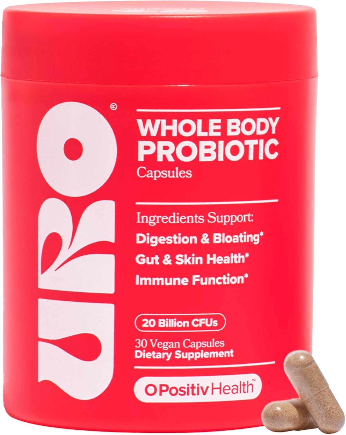 URO Whole Body Probiotic – 3-in-1 Probiotic Supporting Gut, Skin, and Oral Microbiomes Digestive Health – 20B+ CFUs, Licorice Root, Dandelion – Non-GMO, Vegan, Gluten-Free – 30 Capsules