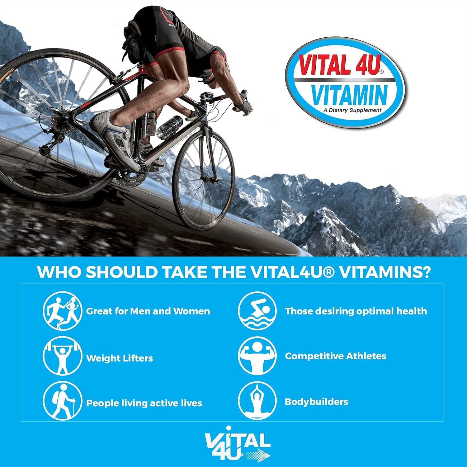 VITAL 4U® Vitamin Premium Multivitamin - for Men Women, Immune Joint Support, Sports Nutrition - 30 Count