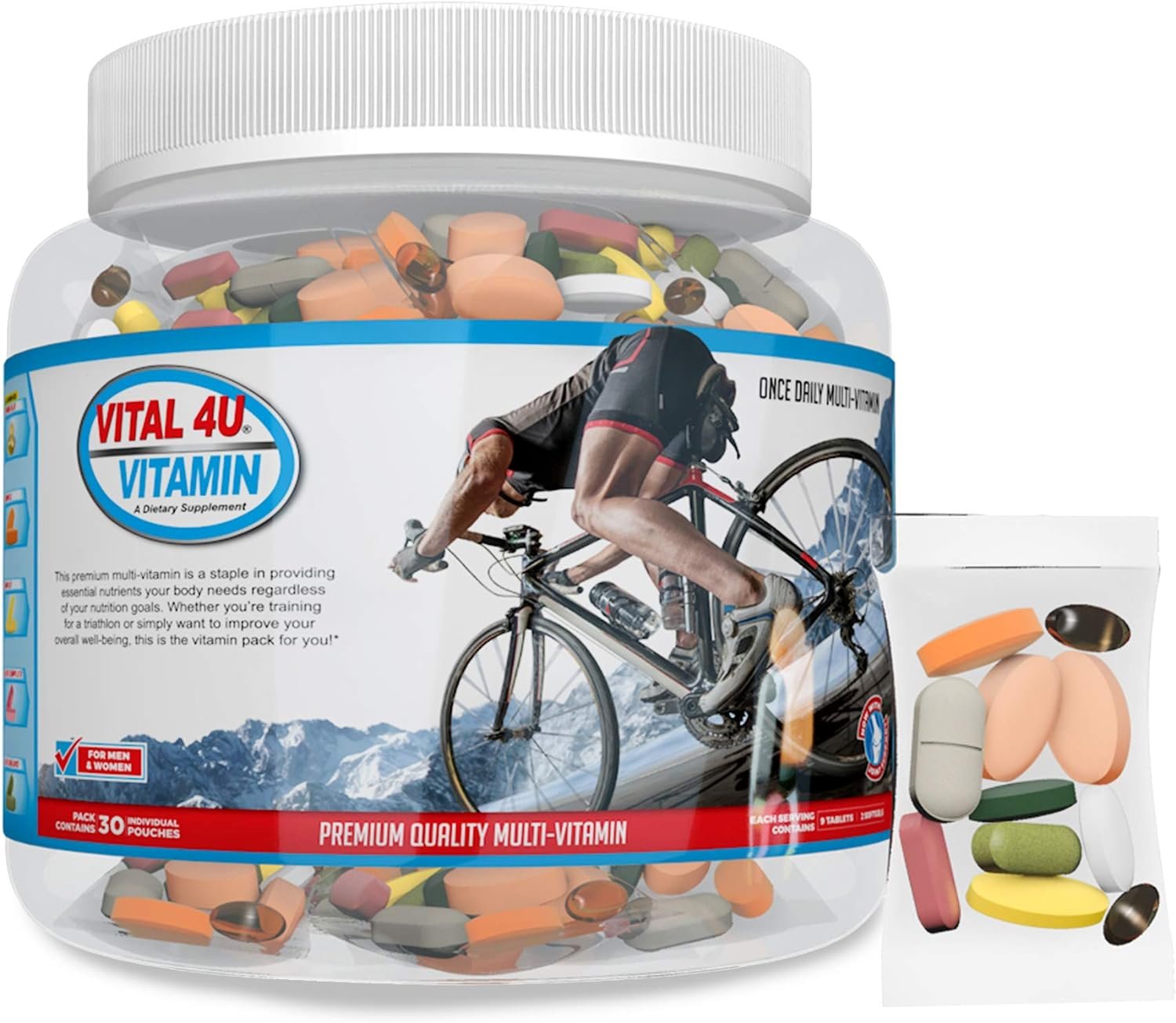 VITAL 4U® Vitamin Premium Multivitamin - for Men Women, Immune Joint Support, Sports Nutrition - 30 Count