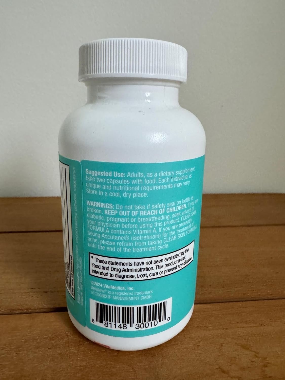 VitaMedica Clear Skin Vitamin Formula | Noncystic Acne Supplement for Skin Clearing | Clear Complexion for Women and Men | Vitamins A, C, E, Selenium, Chromium, and Zinc for Skin Health | 60 Count