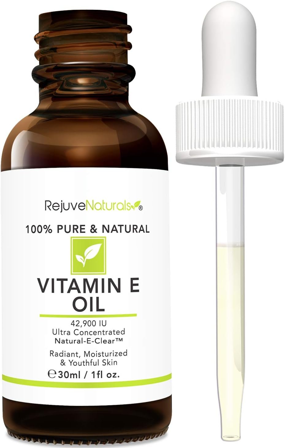 Vitamin E Oil - 100% Pure Natural, 42,900 IU. Repair Dry, Damaged Skin from Surgery Acne, Age Spots Wrinkles. Boost Collagen for Moisturized, Youthful-Looking Skin. d-Alpha tocopherol, 1 Fl Oz