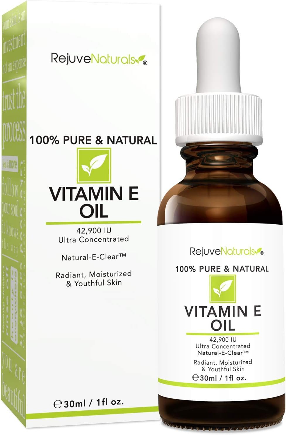 Vitamin E Oil - 100% Pure Natural, 42,900 IU. Repair Dry, Damaged Skin from Surgery Acne, Age Spots Wrinkles. Boost Collagen for Moisturized, Youthful-Looking Skin. d-Alpha tocopherol, 1 Fl Oz