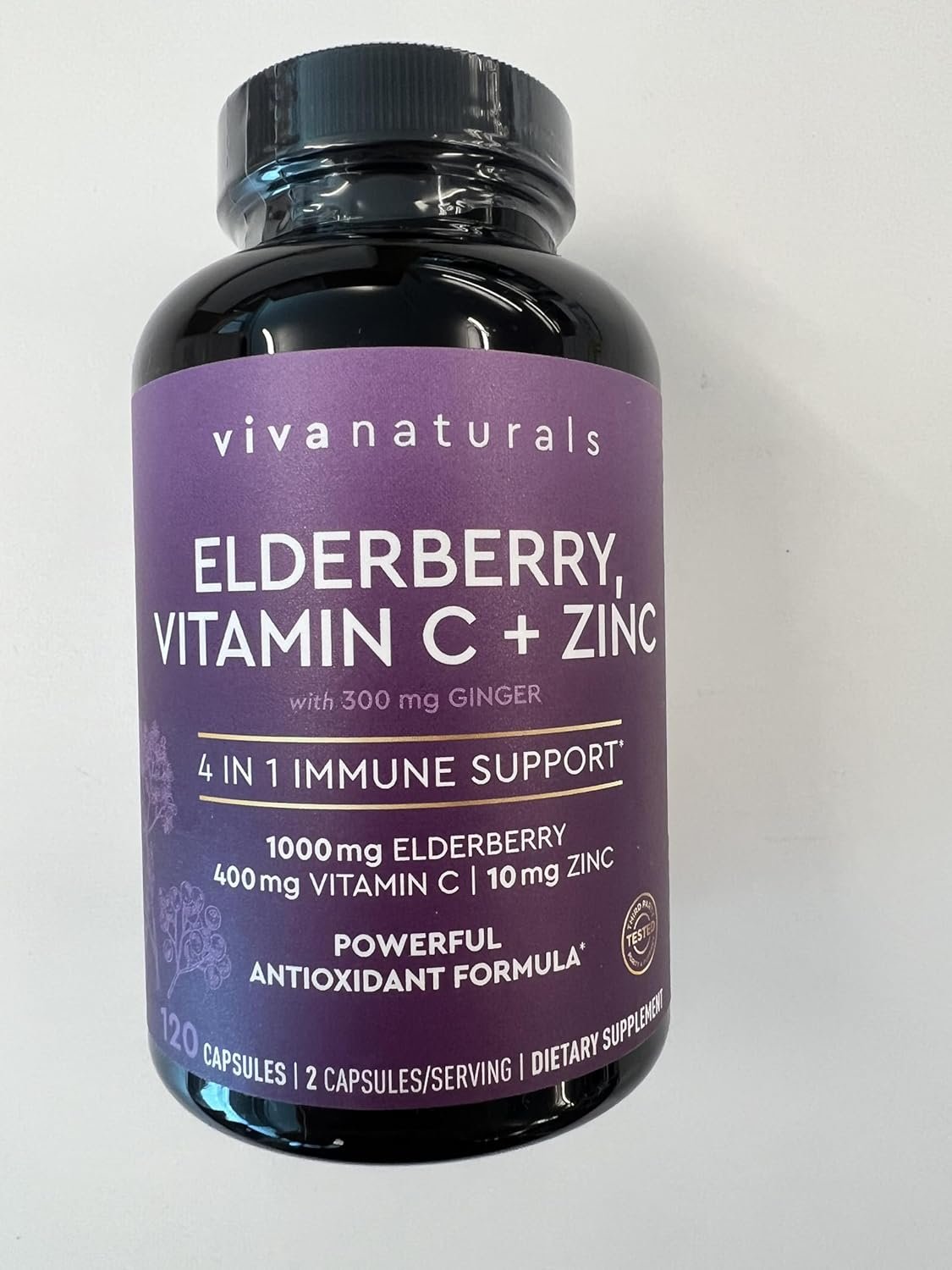 Viva Naturals Elderberry with Vitamin C and Zinc for Adults - 5 in 1 Sambucus Black Elderberry Capsules with Vitamin D3 5000 IU Immunity Supplement, Sambucus Elderberry Immune Support Supplement