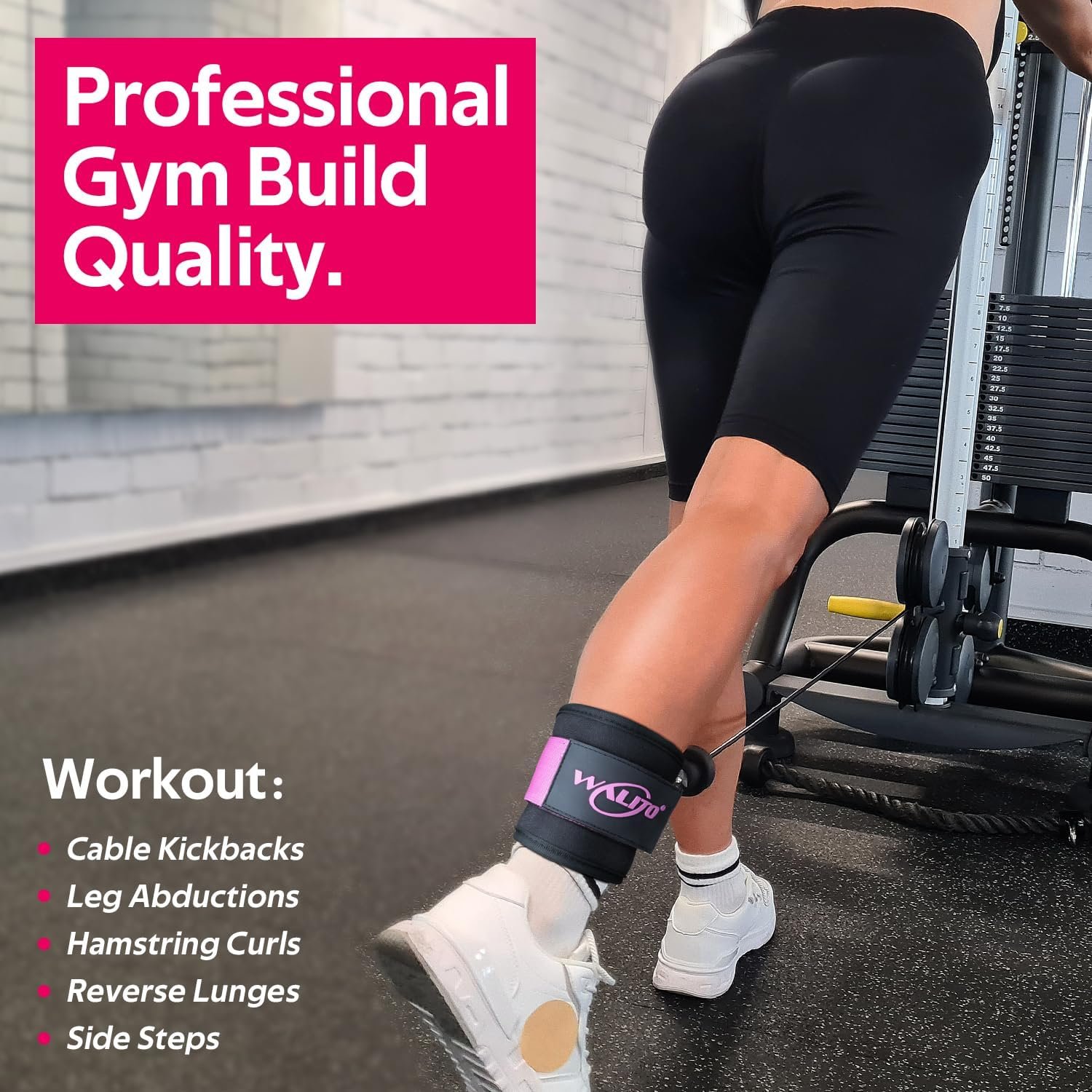 WALITO Ankle Resistance Bands with Cuffs, Exercise Bands for Legs and Butt, Booty Workout Equipment for Kickbacks and Hip Fitness Training