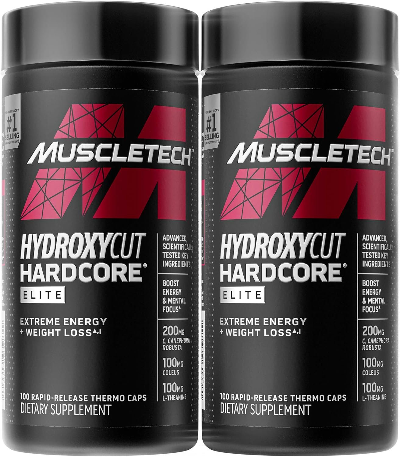 Weight Loss Pills for Women Men Hydroxycut Hardcore Elite Weight Loss Supplement + Energy Pills Metabolism Booster for Weight Loss 200 Pills (packaging may vary), brown, 100 count (pack of 2)