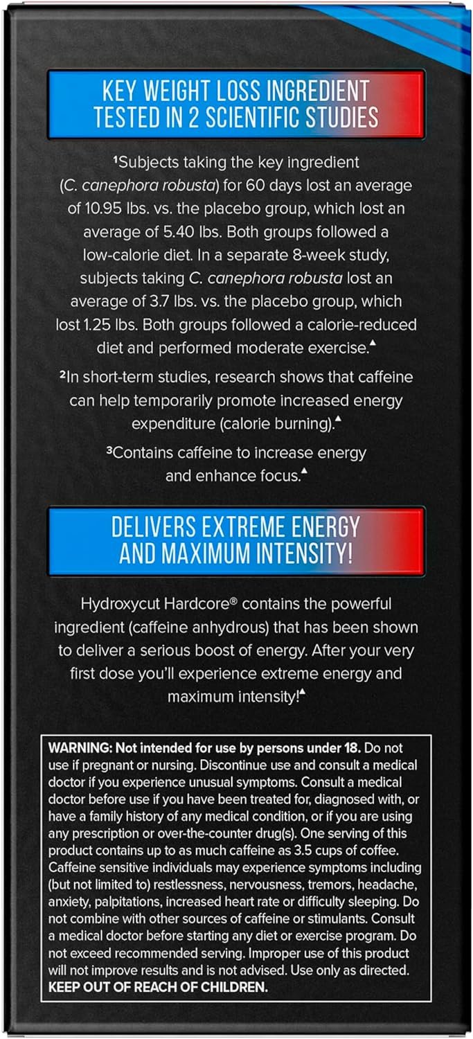 Weight Loss Pills For Women Men | Hydroxycut Hardcore | Weight Loss Supplement Pills | Energy Pills To Lose Weight | Metabolism Booster For Weight Loss | Weightloss Energy Supplements | 60 Pills