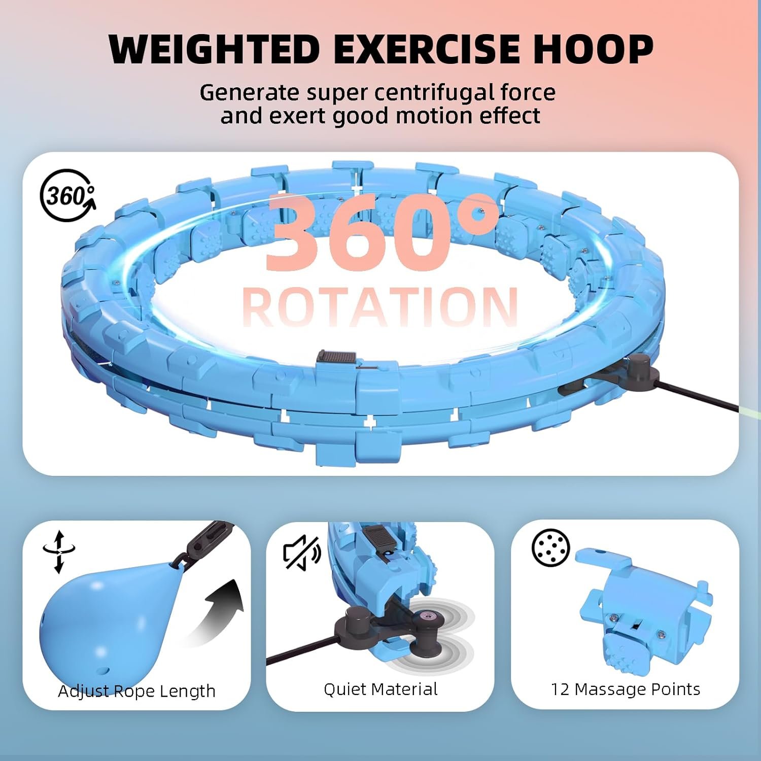 Weighted Hula Circle for Adults Weight Loss, Infinity Fitness Hoop Plus Size 51 Inch with Sweat Belt, Include 27 Detachable Links and Waist Trainer for Women
