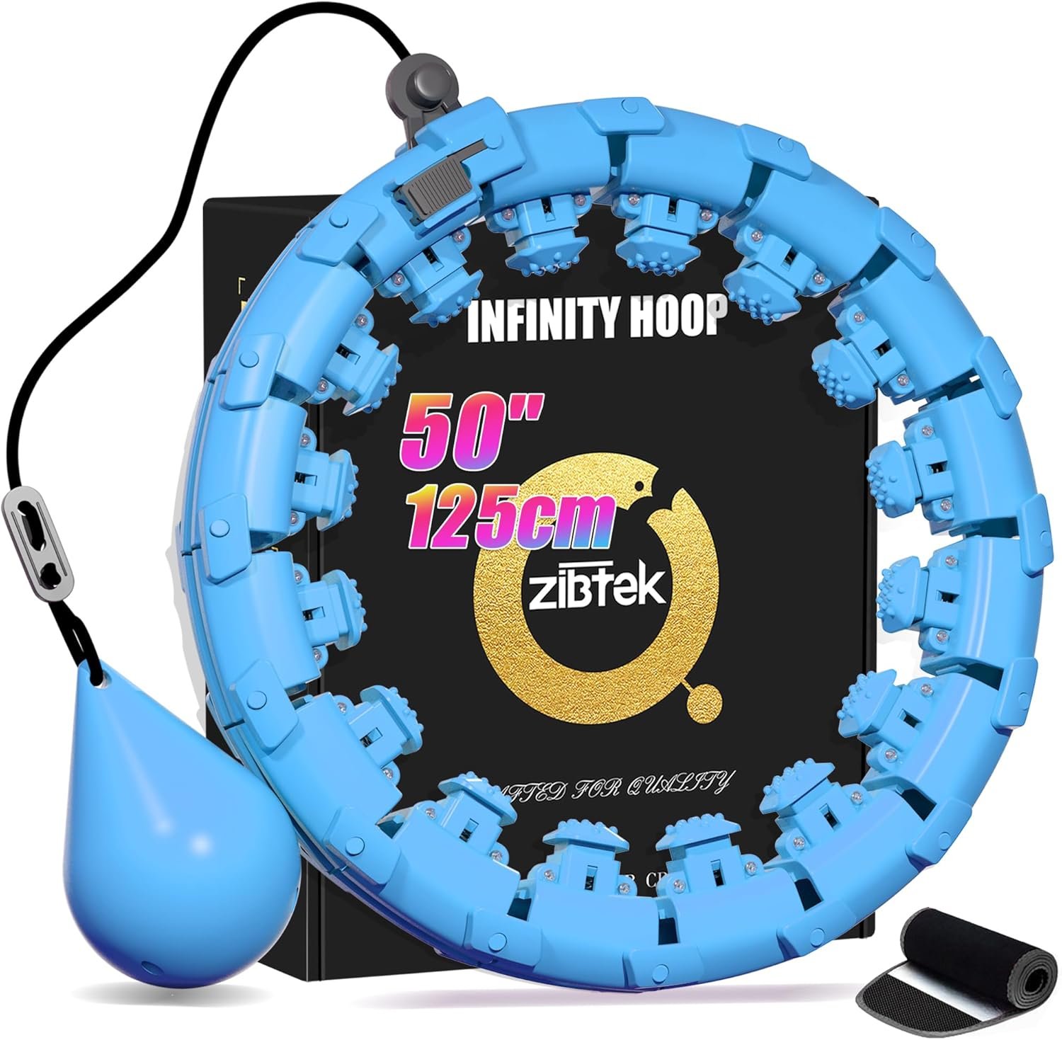 Weighted Hula Circle for Adults Weight Loss, Infinity Fitness Hoop Plus Size 51 Inch with Sweat Belt, Include 27 Detachable Links and Waist Trainer for Women