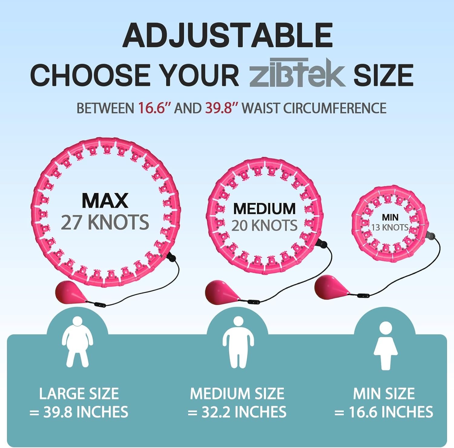Weighted Hula Infinity Fitness Hoop for Adult Weight Loss, 2 in 1 Smart Fitness Workout Hula Circle Hoops with 27 Detachable Knots, Exercise Fit Hoop Suitable for Women and Beginners