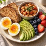 What does breakfast for stable blood sugar typically include?