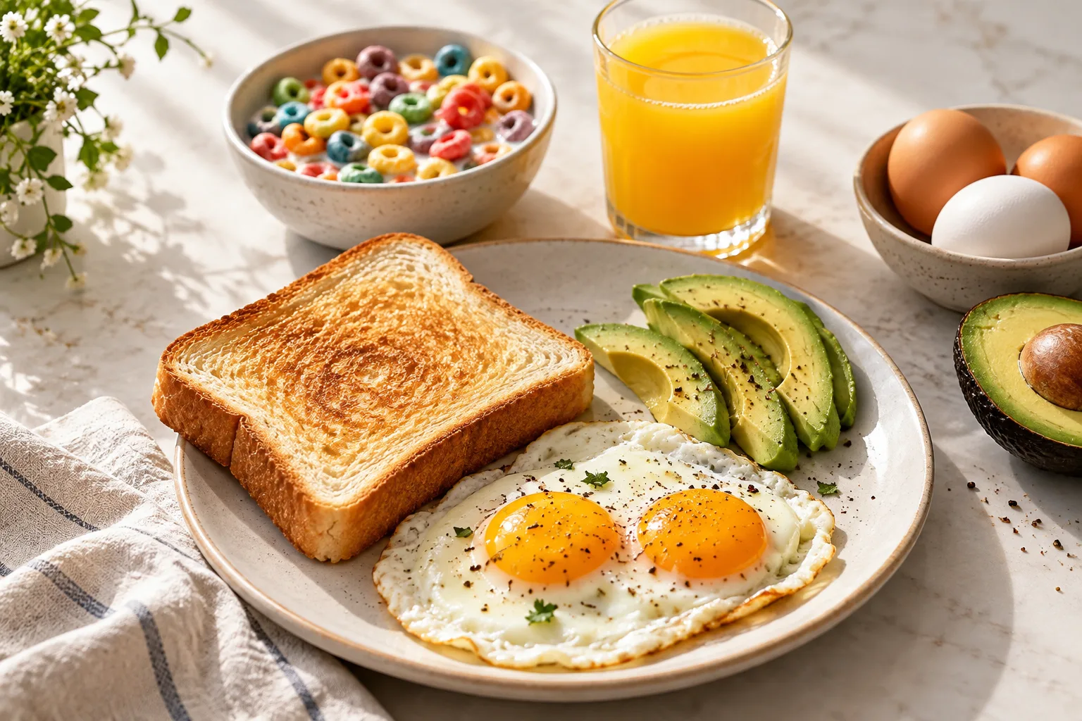 Which breakfast foods can raise blood sugar quickly, and what can you pair them with?
