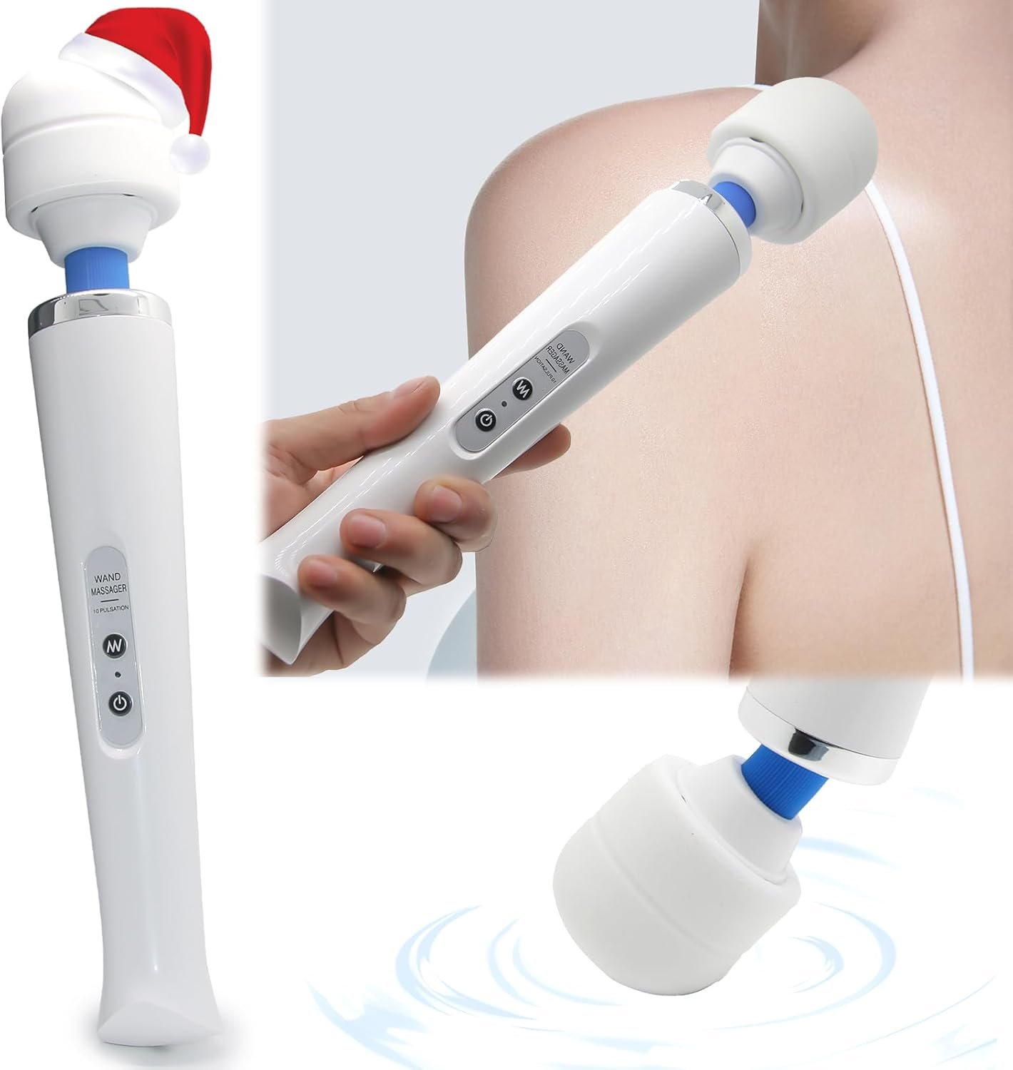 Wireless Handheld Massager for Neck Back Shoulder Muscle Relaxation- Deep Tissue Percussion Muscle Massager with 10 Modes 5 Speeds, Portable Rechargeable Electric Body Massager (White)