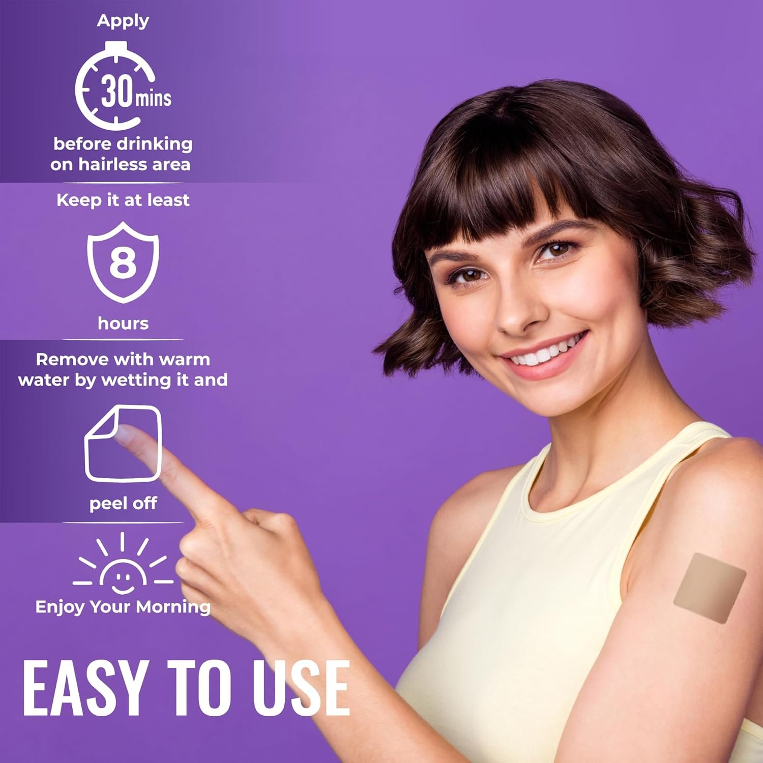 YETAIM Recovery Patches for Men Women: 48 Pack Energy Boost Fast Recovery - Day Night Party Support - Apply on Arm Neck Wrist Back for Party Fun Morning Revival - Power Purple