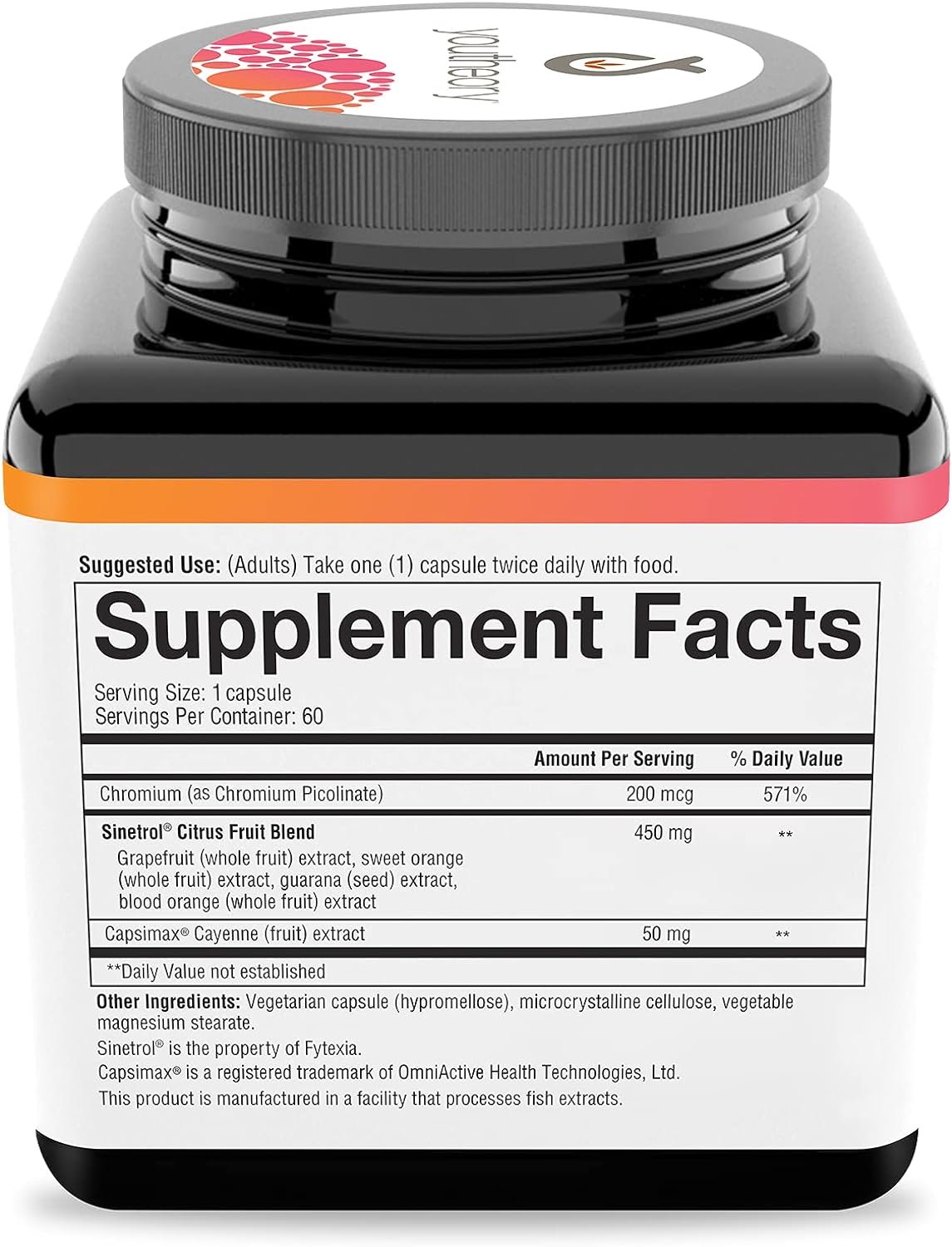 Youtheory Daily Fat Burner Vegetarian Capsules, Healthy Weight Management, 60 counts